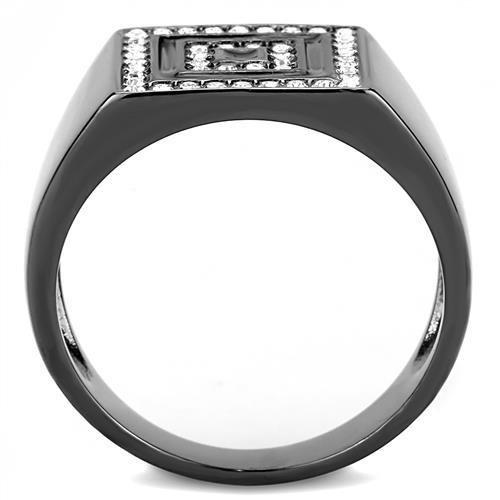 TK3220 - IP Light Black (IP Gun) Stainless Steel Ring with Top Grade Crystal in Clear