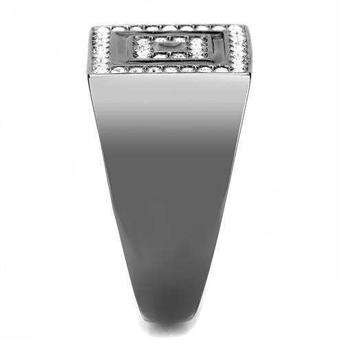 TK3220 - IP Light Black (IP Gun) Stainless Steel Ring with Top Grade Crystal in Clear