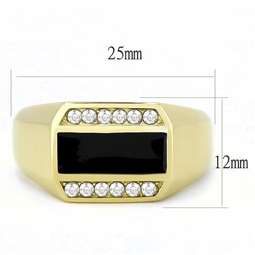 TK3222 - IP Gold(Ion Plating) Stainless Steel Ring with AAA Grade CZ in Clear