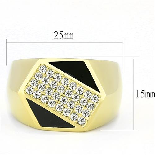 TK3224 - IP Gold(Ion Plating) Stainless Steel Ring with Top Grade Crystal in Clear