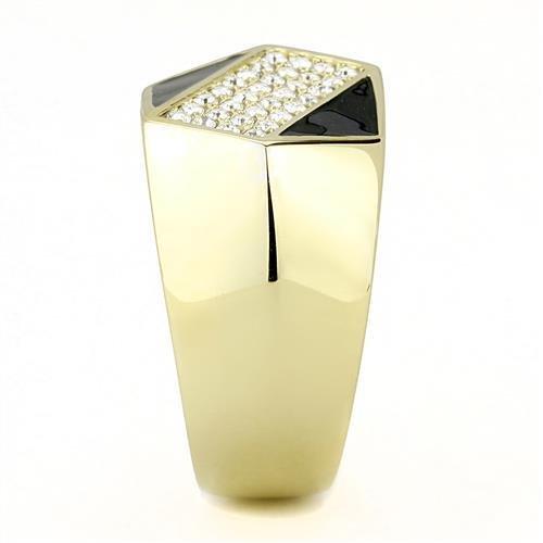 TK3224 - IP Gold(Ion Plating) Stainless Steel Ring with Top Grade Crystal in Clear