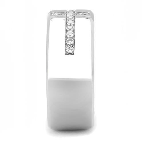 TK3225 - High polished (no plating) Stainless Steel Ring with AAA Grade CZ in Clear