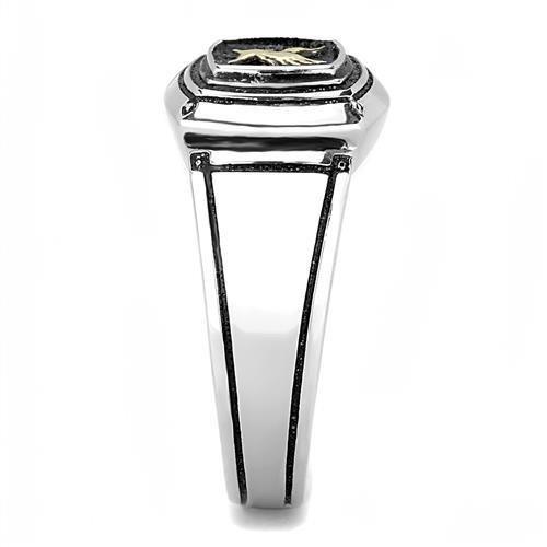 TK3226 - Two-Tone IP Gold (Ion Plating) Stainless Steel Ring with Epoxy in Jet