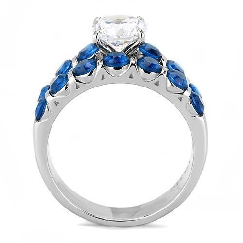 TK3235 - High polished (no plating) Stainless Steel Ring with AAA Grade CZ in Clear