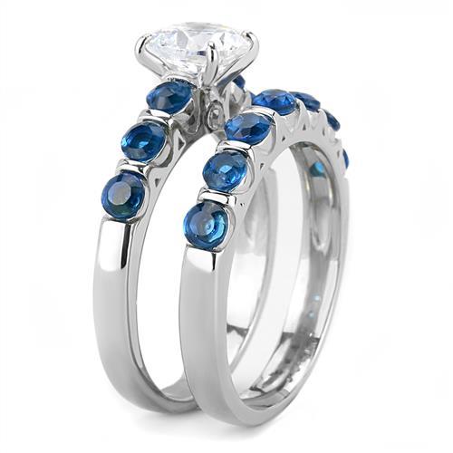 TK3235 - High polished (no plating) Stainless Steel Ring with AAA Grade CZ in Clear