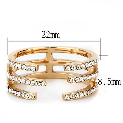 TK3236 - IP Rose Gold(Ion Plating) Stainless Steel Ring with Top Grade Crystal in Clear