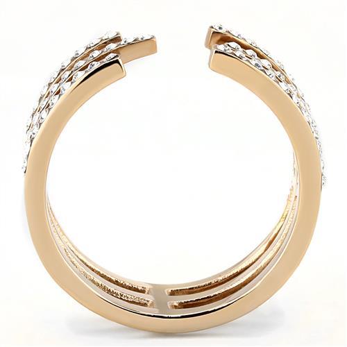 TK3236 - IP Rose Gold(Ion Plating) Stainless Steel Ring with Top Grade Crystal in Clear