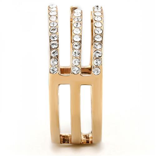 TK3236 - IP Rose Gold(Ion Plating) Stainless Steel Ring with Top Grade Crystal in Clear
