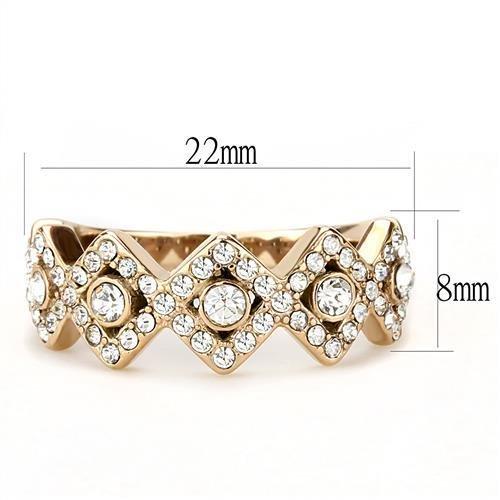 TK3237 - IP Rose Gold(Ion Plating) Stainless Steel Ring with Top Grade Crystal in Clear