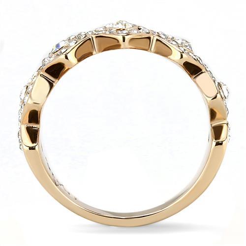 TK3237 - IP Rose Gold(Ion Plating) Stainless Steel Ring with Top Grade Crystal in Clear