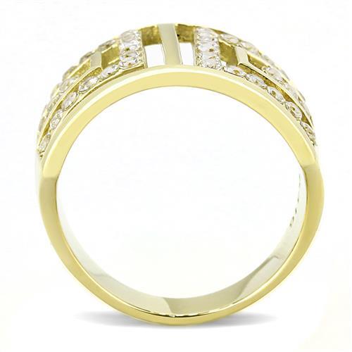 TK3238 - IP Gold(Ion Plating) Stainless Steel Ring with AAA Grade CZ in Clear