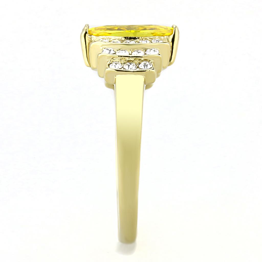 TK3239 - IP Gold(Ion Plating) Stainless Steel Ring with AAA Grade CZ in Topaz
