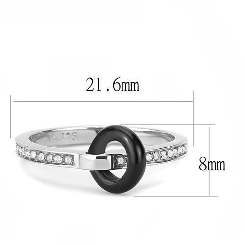 TK3241 - High polished (no plating) Stainless Steel Ring with Top Grade Crystal in Clear