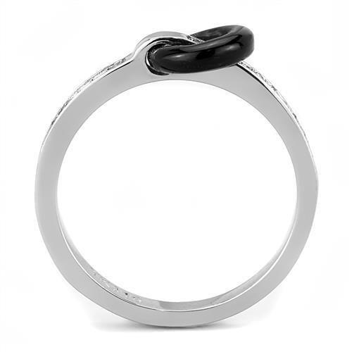 TK3241 - High polished (no plating) Stainless Steel Ring with Top Grade Crystal in Clear