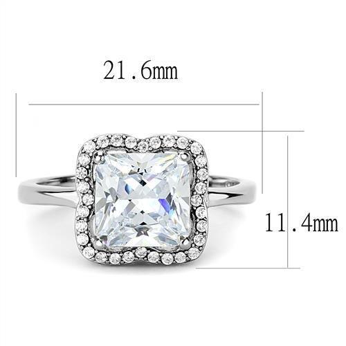TK3242 - High polished (no plating) Stainless Steel Ring with AAA Grade CZ in Clear