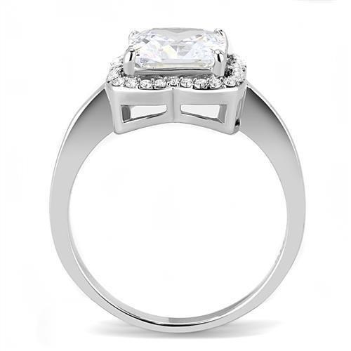 TK3242 - High polished (no plating) Stainless Steel Ring with AAA Grade CZ in Clear