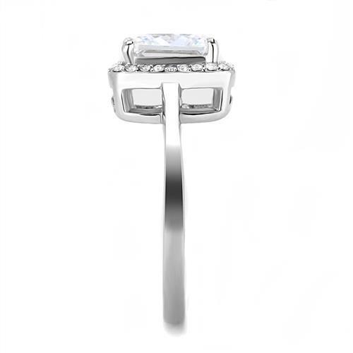 TK3242 - High polished (no plating) Stainless Steel Ring with AAA Grade CZ in Clear
