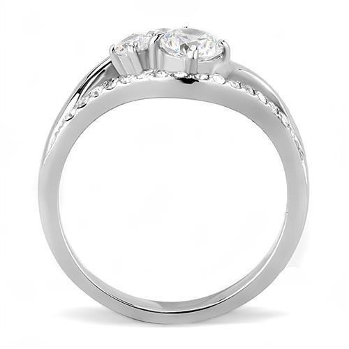 TK3243 - High polished (no plating) Stainless Steel Ring with AAA Grade CZ in Clear