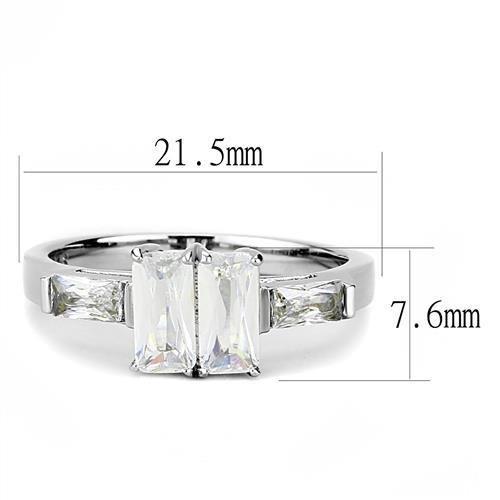 TK3244 - High polished (no plating) Stainless Steel Ring with AAA Grade CZ in Clear