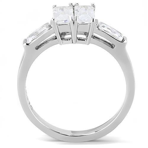 TK3244 - High polished (no plating) Stainless Steel Ring with AAA Grade CZ in Clear