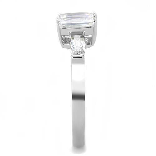 TK3244 - High polished (no plating) Stainless Steel Ring with AAA Grade CZ in Clear