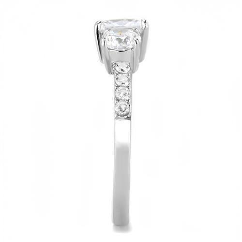TK3246 - High polished (no plating) Stainless Steel Ring with AAA Grade CZ in Clear