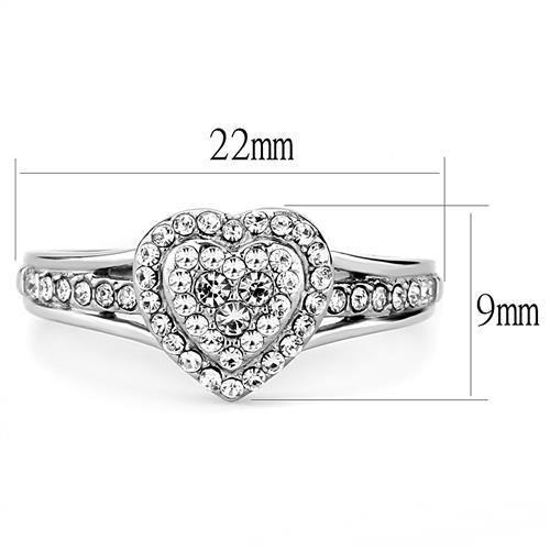 TK3249 - High polished (no plating) Stainless Steel Ring with Top Grade Crystal in Clear