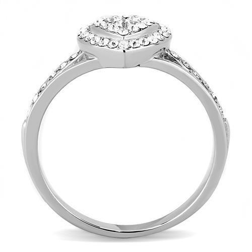 TK3249 - High polished (no plating) Stainless Steel Ring with Top Grade Crystal in Clear