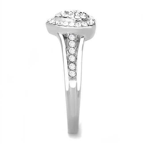 TK3249 - High polished (no plating) Stainless Steel Ring with Top Grade Crystal in Clear