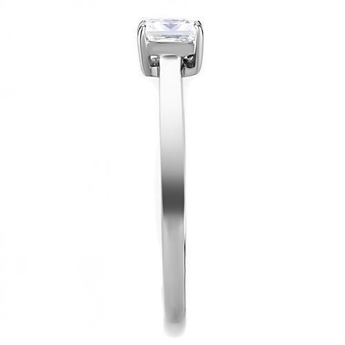 TK3250 - High polished (no plating) Stainless Steel Ring with AAA Grade CZ in Clear