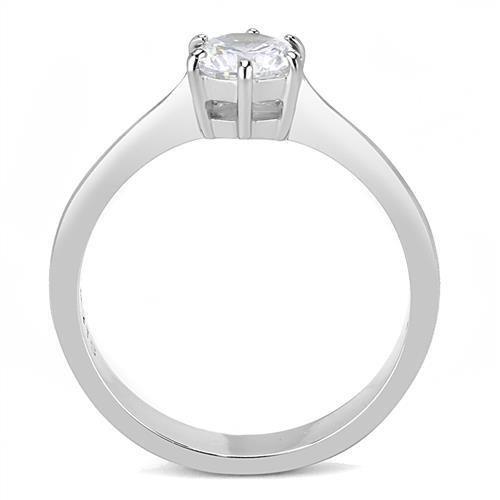 TK3252 - High polished (no plating) Stainless Steel Ring with AAA Grade CZ in Clear