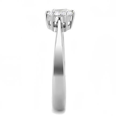 TK3252 - High polished (no plating) Stainless Steel Ring with AAA Grade CZ in Clear