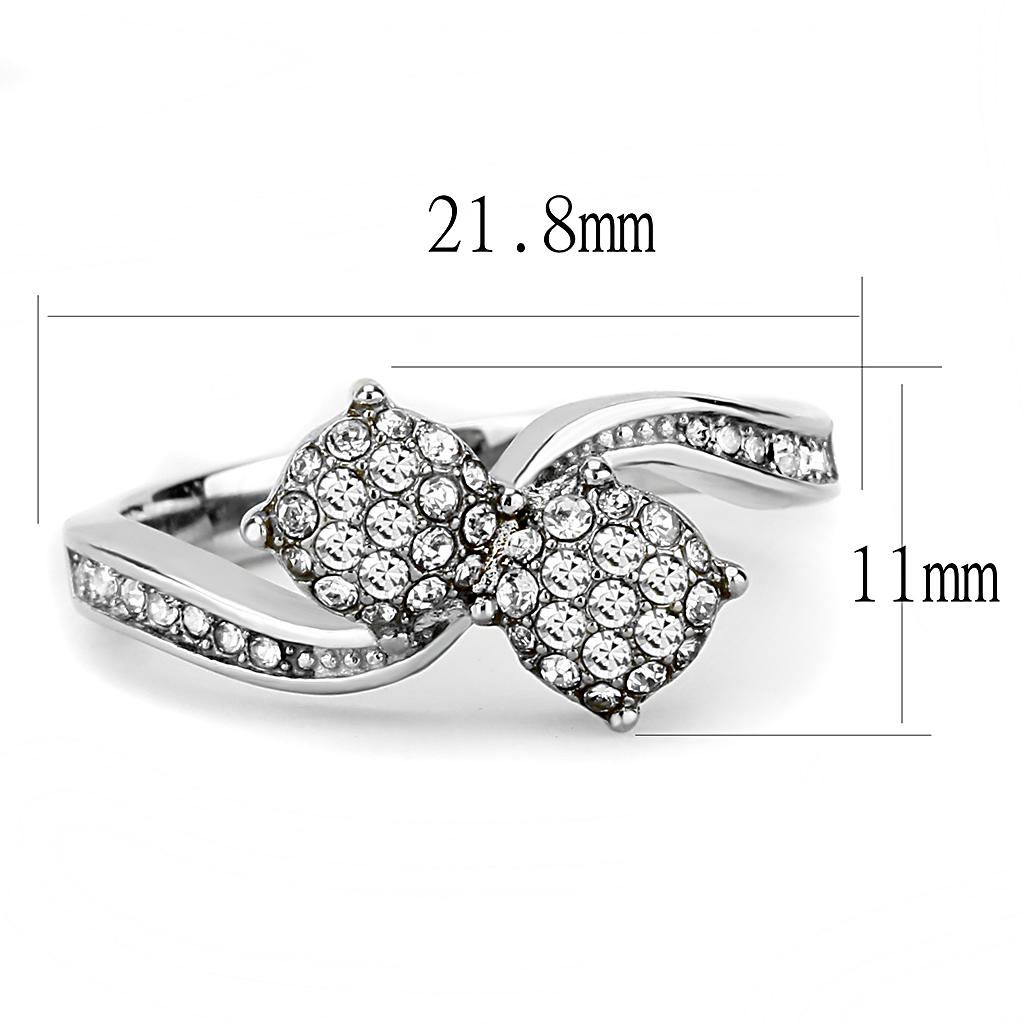 TK3255 - High polished (no plating) Stainless Steel Ring with Top Grade Crystal in Clear