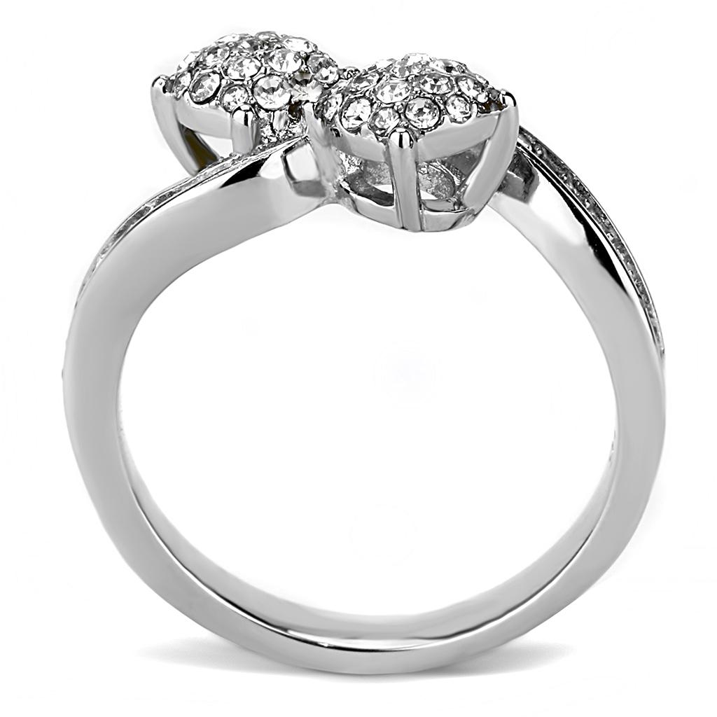 TK3255 - High polished (no plating) Stainless Steel Ring with Top Grade Crystal in Clear