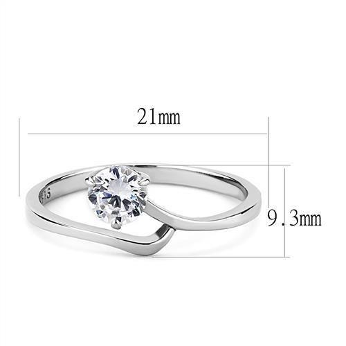 TK3257 - High polished (no plating) Stainless Steel Ring with AAA Grade CZ in Clear