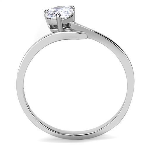 TK3257 - High polished (no plating) Stainless Steel Ring with AAA Grade CZ in Clear