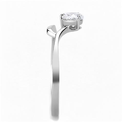 TK3257 - High polished (no plating) Stainless Steel Ring with AAA Grade CZ in Clear