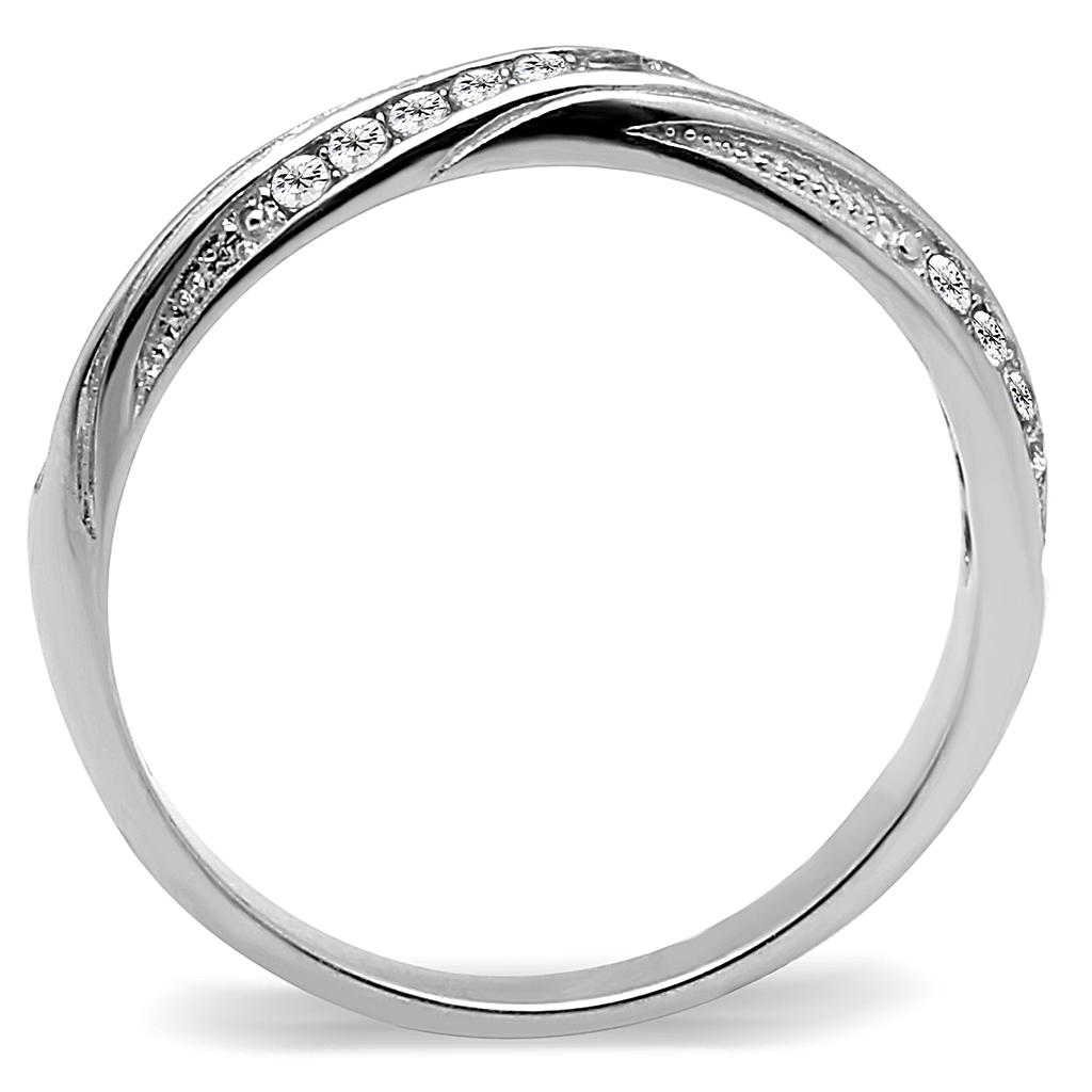 TK3259 - High polished (no plating) Stainless Steel Ring with AAA Grade CZ in Clear