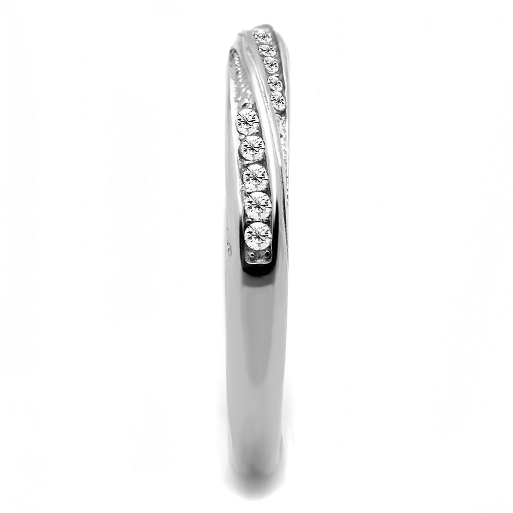 TK3259 - High polished (no plating) Stainless Steel Ring with AAA Grade CZ in Clear