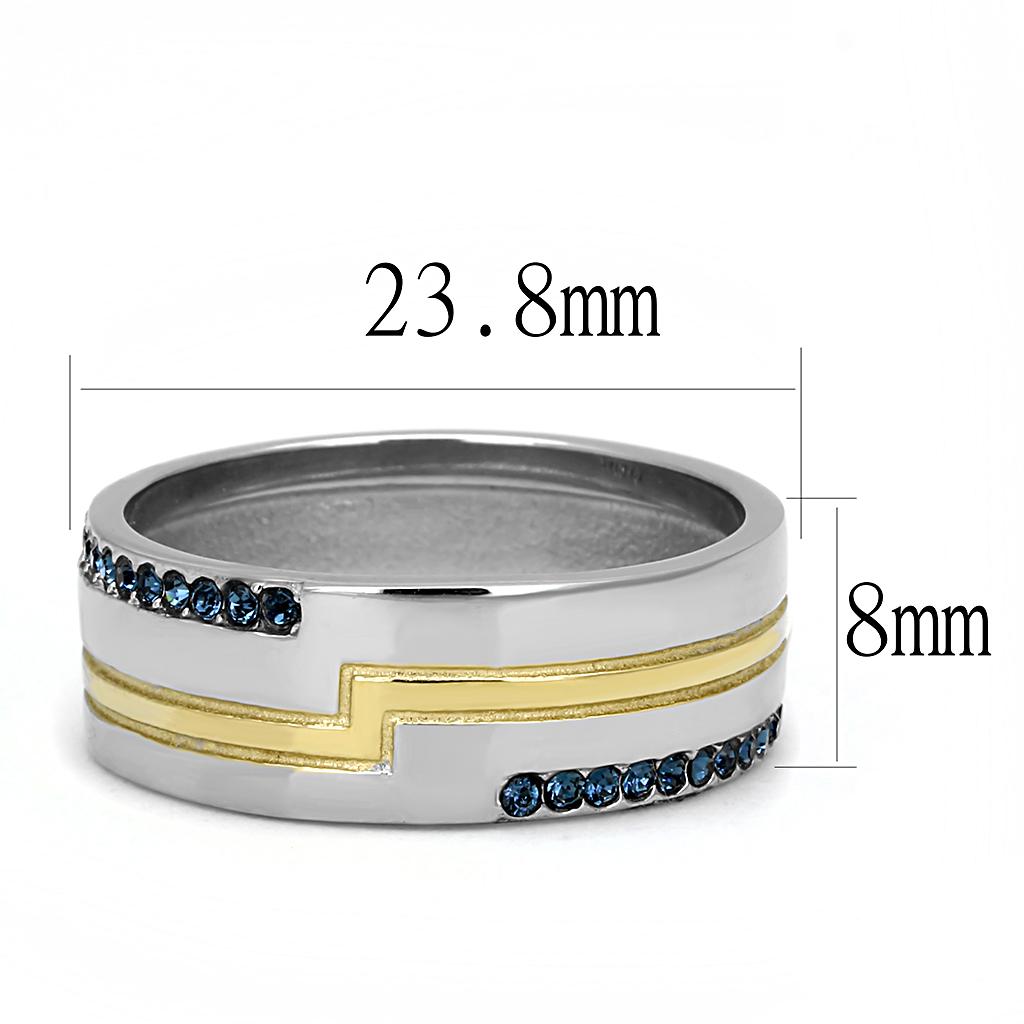 TK3266 - Two-Tone IP Gold (Ion Plating) Stainless Steel Ring with Top Grade Crystal in Montana