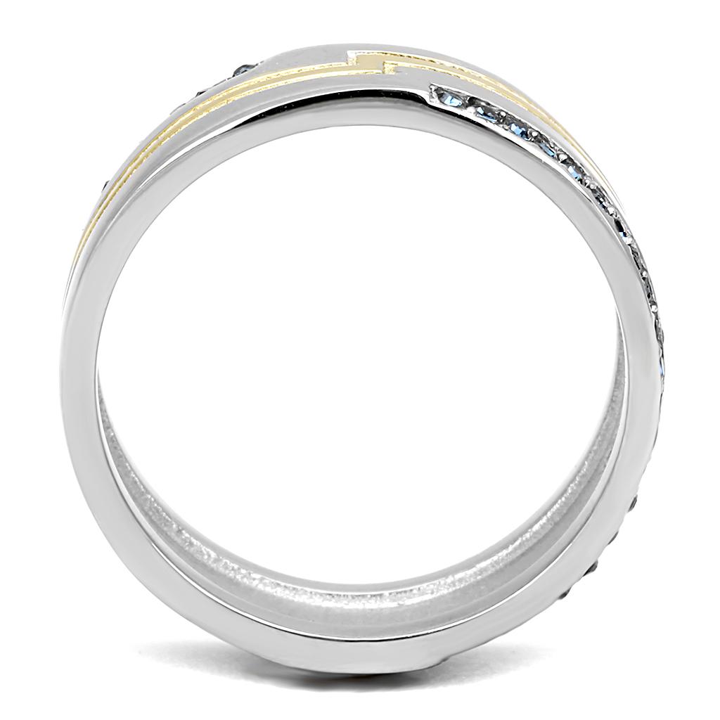 TK3266 - Two-Tone IP Gold (Ion Plating) Stainless Steel Ring with Top Grade Crystal in Montana