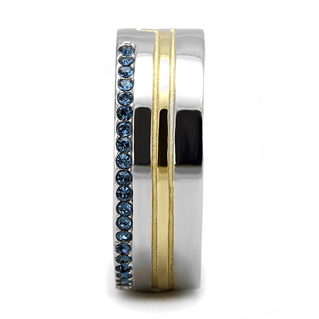 TK3266 - Two-Tone IP Gold (Ion Plating) Stainless Steel Ring with Top Grade Crystal in Montana