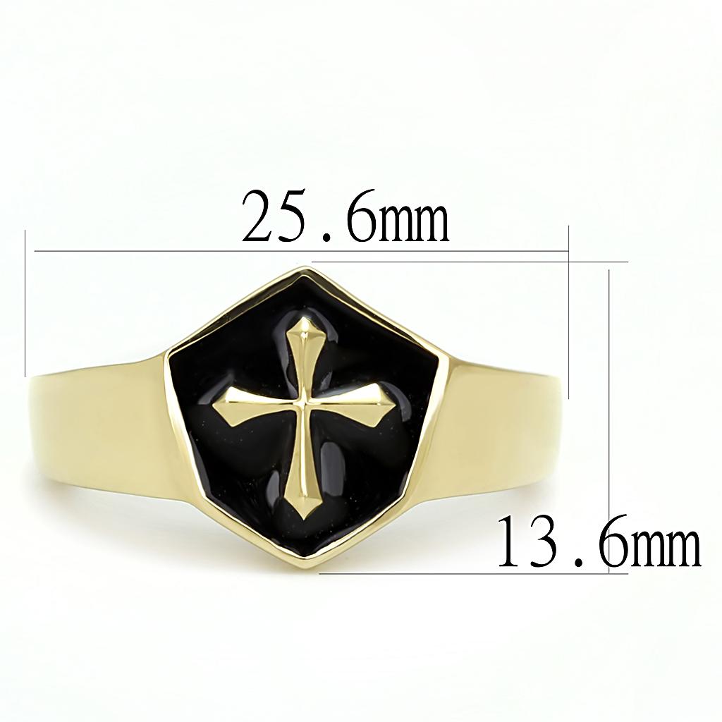 TK3268 - IP Gold(Ion Plating) Stainless Steel Ring with Epoxy in Jet