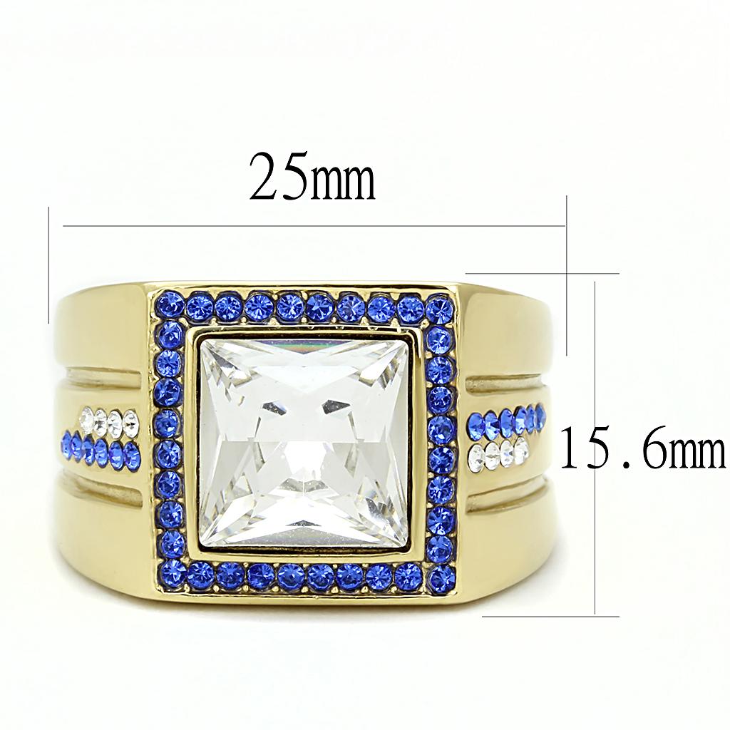 TK3269 - IP Gold(Ion Plating) Stainless Steel Ring with Top Grade Crystal in Clear