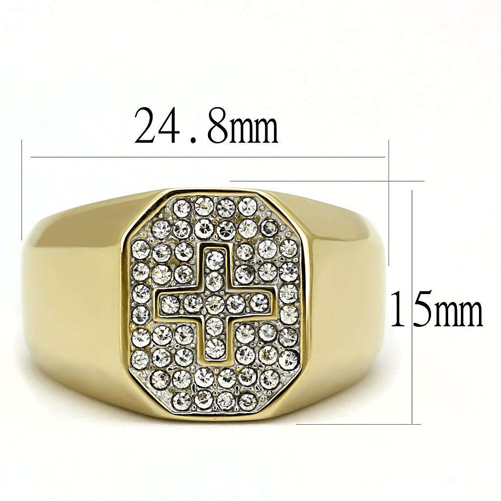 TK3270 - Two-Tone IP Gold (Ion Plating) Stainless Steel Ring with Top Grade Crystal in Clear