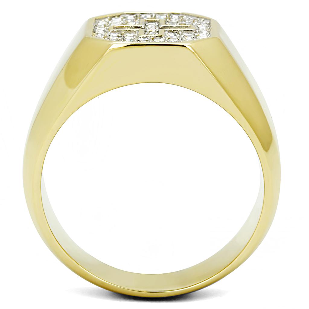 TK3270 - Two-Tone IP Gold (Ion Plating) Stainless Steel Ring with Top Grade Crystal in Clear