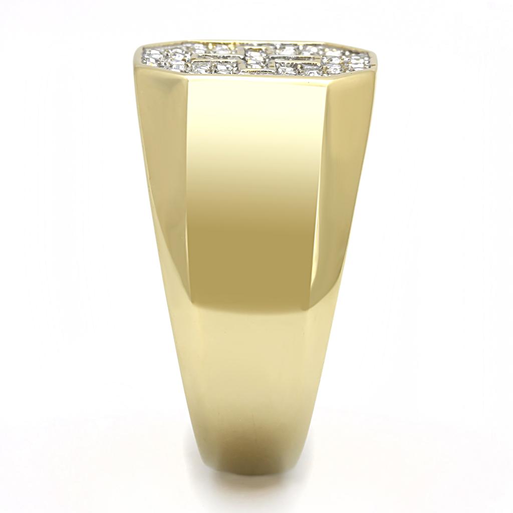 TK3270 - Two-Tone IP Gold (Ion Plating) Stainless Steel Ring with Top Grade Crystal in Clear