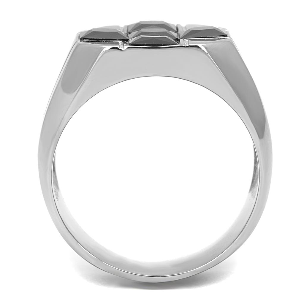 TK3271 - Two-Tone IP Gold (Ion Plating) Stainless Steel Ring with AAA Grade CZ in Black Diamond