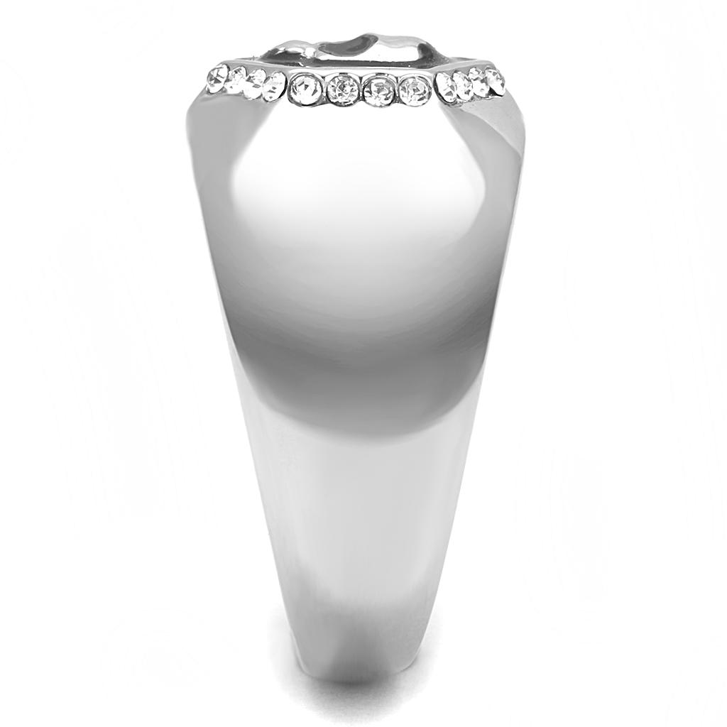 TK3277 - High polished (no plating) Stainless Steel Ring with Epoxy in Jet