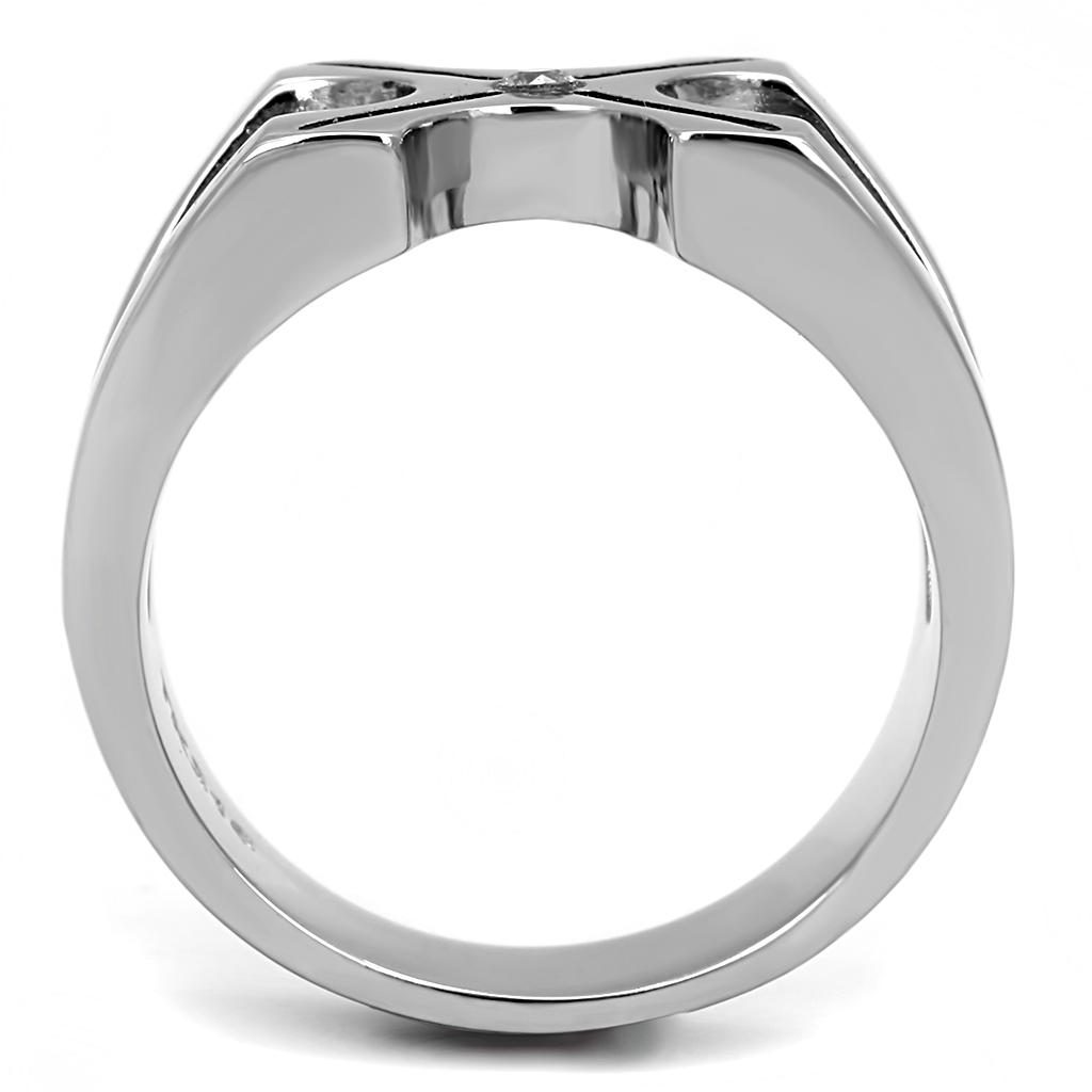 TK3278 - High polished (no plating) Stainless Steel Ring with AAA Grade CZ in Clear
